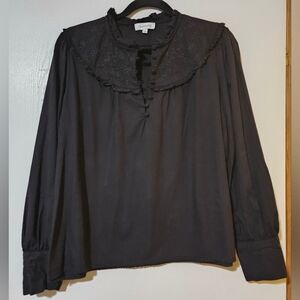 Chic Black Blouse with Embroidered Details